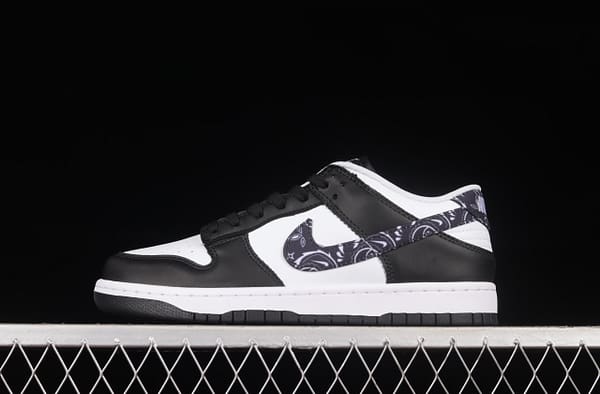 NIKE SB DUNK Low Black Paisley black and white panda cashew flower SB buckle rebound fashion casual board shoes DH4401-100
