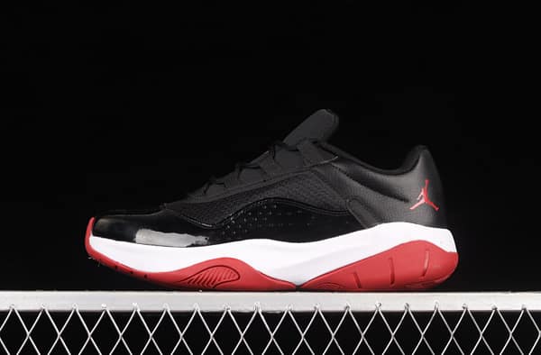 Air Jordan 11 CMFT Low 1 lacquered leather black and red low side anti-skid shock absorber basketball shoes DM0844-005
