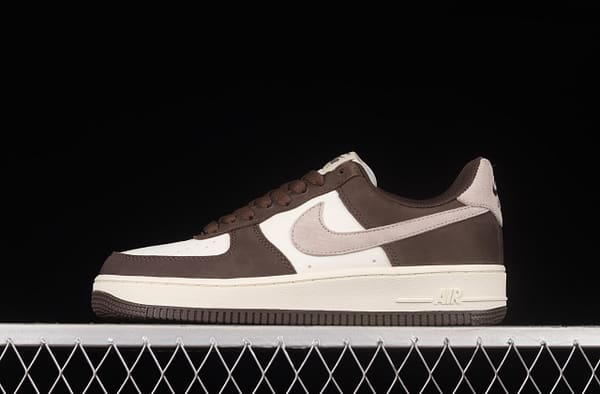 NIKE Air Force 1o07 Low white mocha sail leather spliced low-top casual board shoes NT9988-818