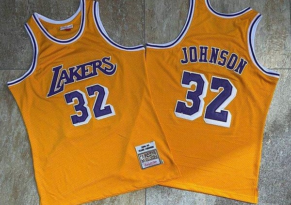 Men's Earvin Johnson Yellow Retro Classic Team Jersey