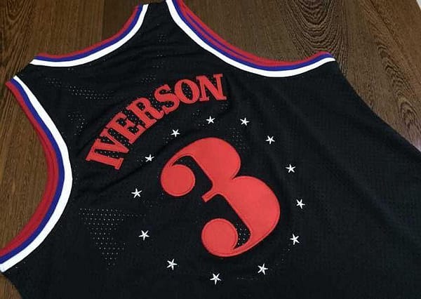 Men's Allen Iverson Black Retro Classic Team Jersey - Image 13