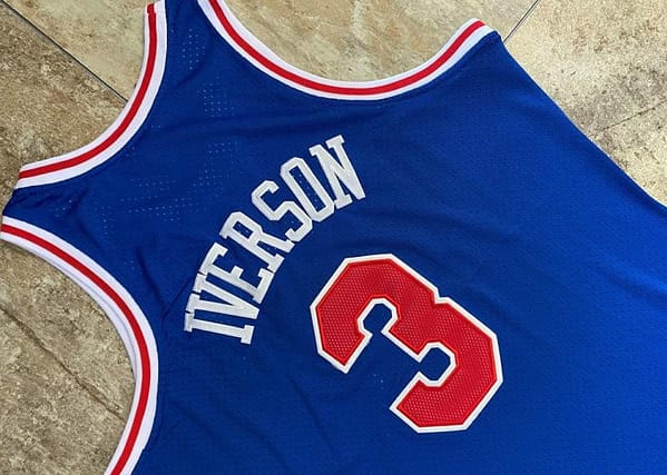 Men's Allen Iverson Blue Retro Classic Team Jersey - Image 4
