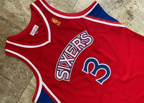 Men's Allen Iverson Red Retro Classic Team Jersey - Image 3