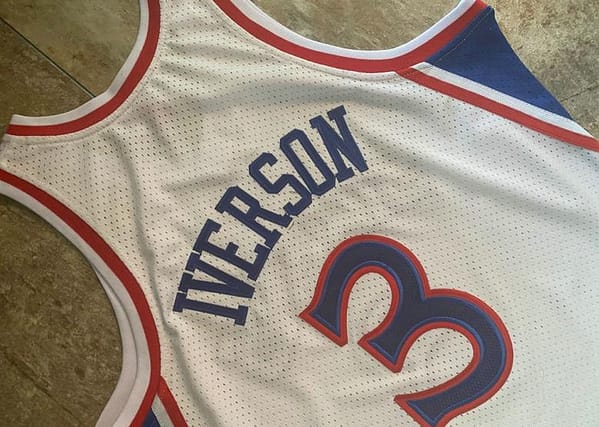 Men's Allen Iverson White Retro Classic Team Jersey - Image 5