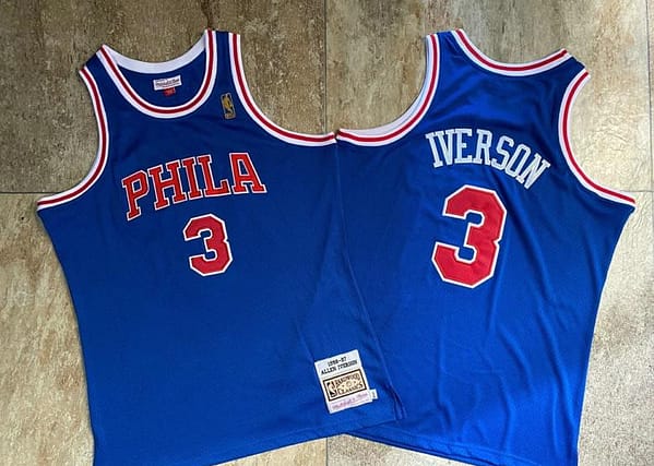 Men's Allen Iverson Blue Retro Classic Team Jersey