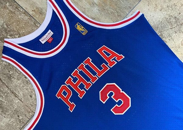 Men's Allen Iverson Blue Retro Classic Team Jersey - Image 6