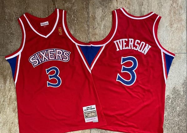 Men's Allen Iverson Red Retro Classic Team Jersey