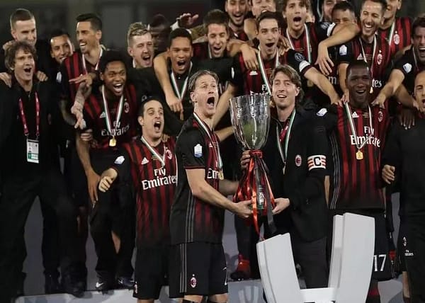 Retro 16 17 AC Milan Home Jersey Supercoppa TIM Juventus VS AC Milan With Supercoppa Full Patch - Image 3