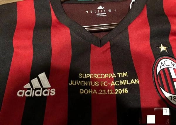 Retro 16 17 AC Milan Home Jersey Supercoppa TIM Juventus VS AC Milan With Supercoppa Full Patch - Image 4