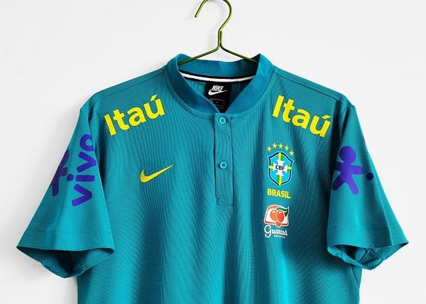 Retro 2021 Brazil Blue Training POLO Shirt - Image 5