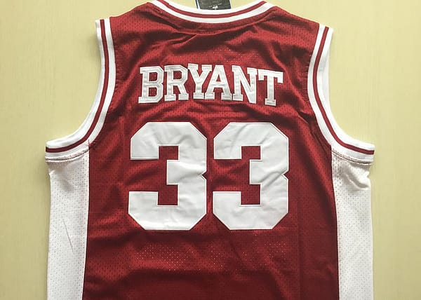 Kobe Bryant 33 Lower Merion High School Red Basketball Jersey - Image 5