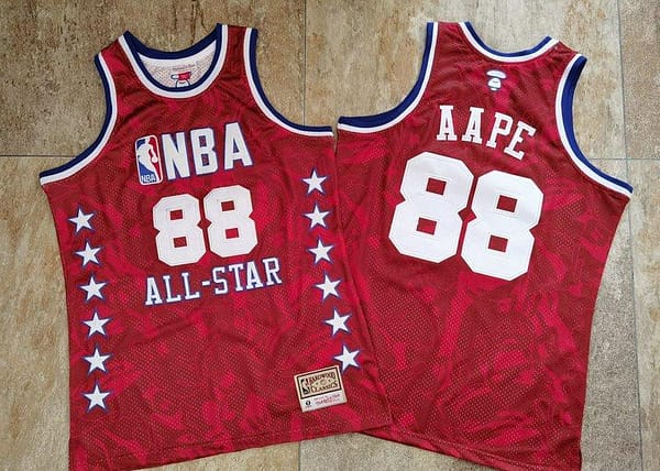 Men's AAPE Red Retro Classic Team Jersey