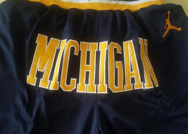Michigan State College Navy Blue Basketball Shorts - Image 2