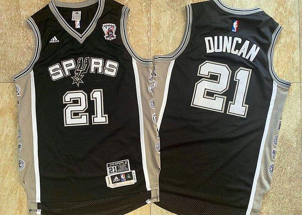 Men's Tim Duncan Black Retro Classic Team Jersey