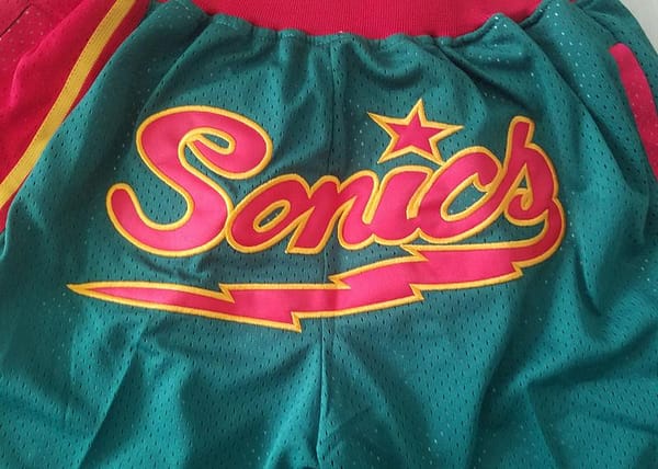Seattle 1995-96 Throwback Classics Basketball Team Shorts - Image 2