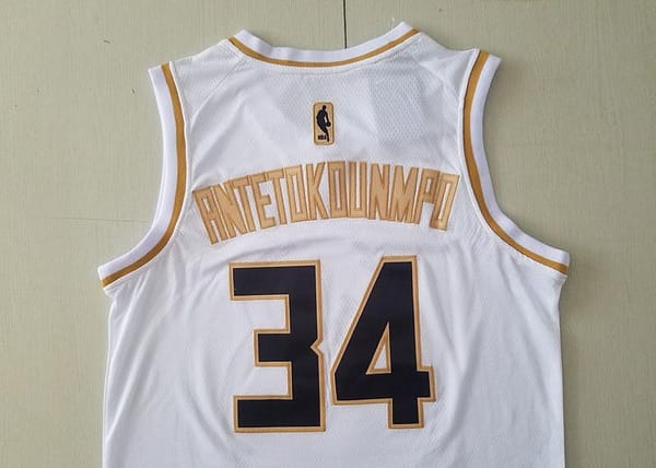 Giannis Antetokounmpo 34 White Golden Edition Jersey - Image 5