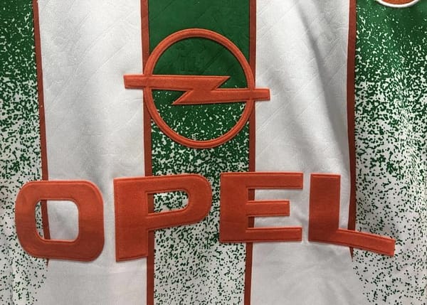 Retro 1994 Ireland Away White With OPEL Sponpsor Soccer Jersey - Image 3