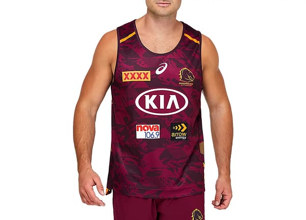 Brisbane Broncos 2021 Men's Training Rugby Singlet - Image 3