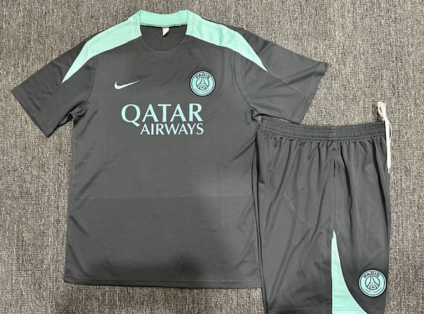 24/25 Kids PSG Grey Short Sleeve Jersey+Shorts - Image 2