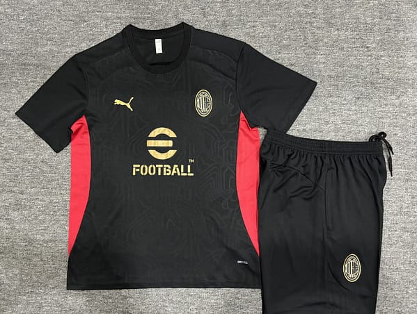 24/25 Kids AC Milan Black Short Sleeve Jersey+Shorts - Image 2