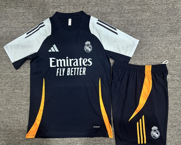 24/25 Kids Real Madrid Navy White Short Sleeve Jersey+Shorts - Image 2