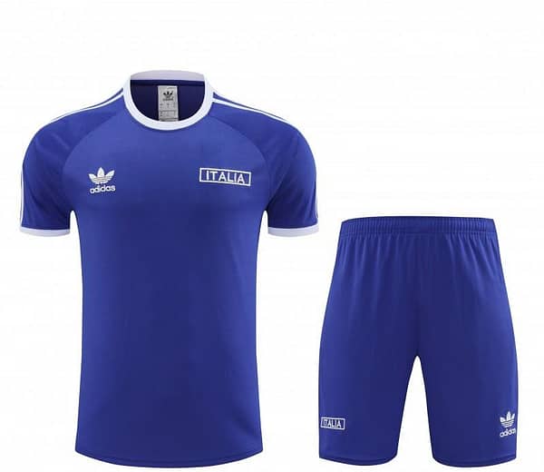 2024 Italy Blue Cotton Short Sleeve Jersey+Shorts