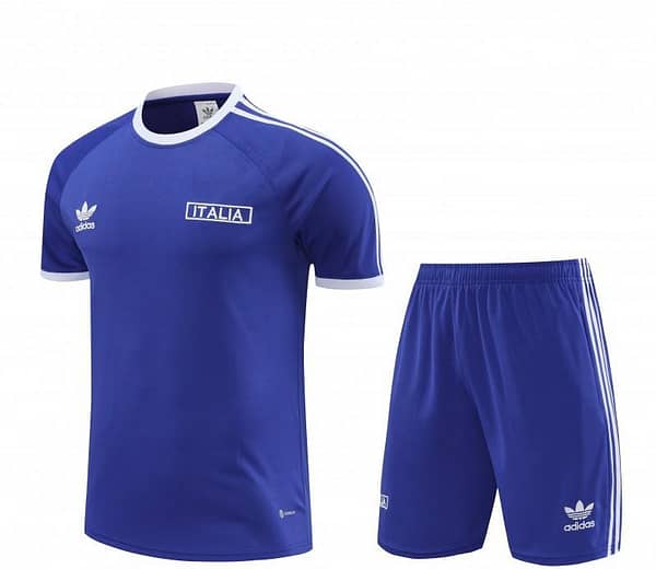 2024 Italy Blue Cotton Short Sleeve Jersey+Shorts - Image 2