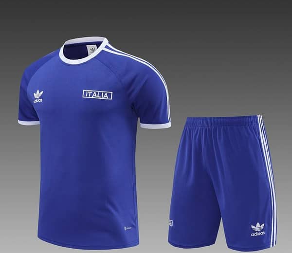 2024 Italy Blue Cotton Short Sleeve Jersey+Shorts - Image 4