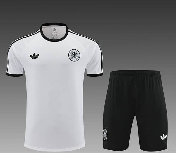 2024 Germany White Cotton Short Sleeve Jersey+Shorts - Image 3