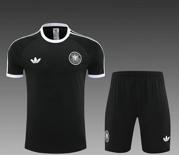 2024 Germany Black Cotton Short Sleeve Jersey+Shorts - Image 3