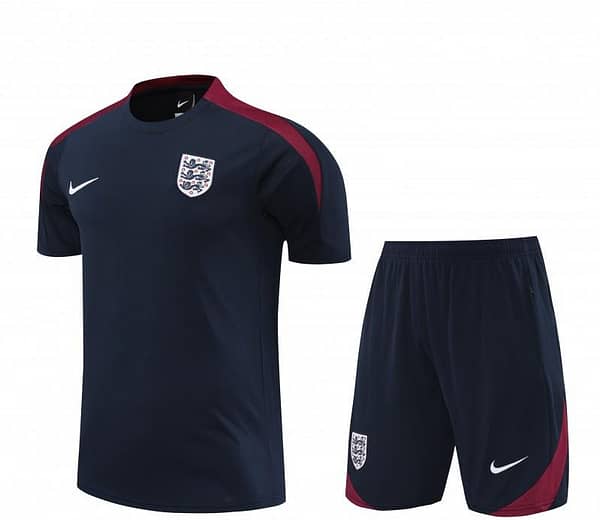 2024 England Navy Cotton Short Sleeve Jersey+Shorts - Image 3