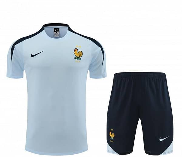 2024 France Light Blue Cotton Short Sleeve Jersey+Shorts