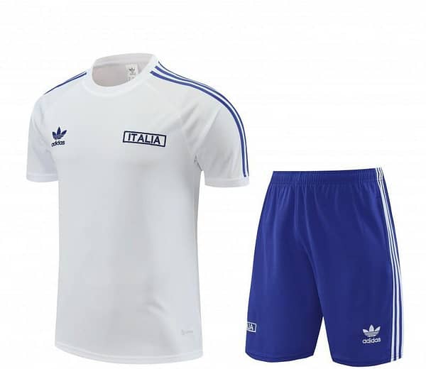 2024 Italy White Cotton Short Sleeve Jersey+Shorts - Image 3