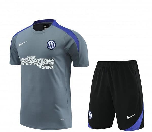 24/25 Inter Milan Grey Short Sleeve Jeresy+Shorts - Image 4