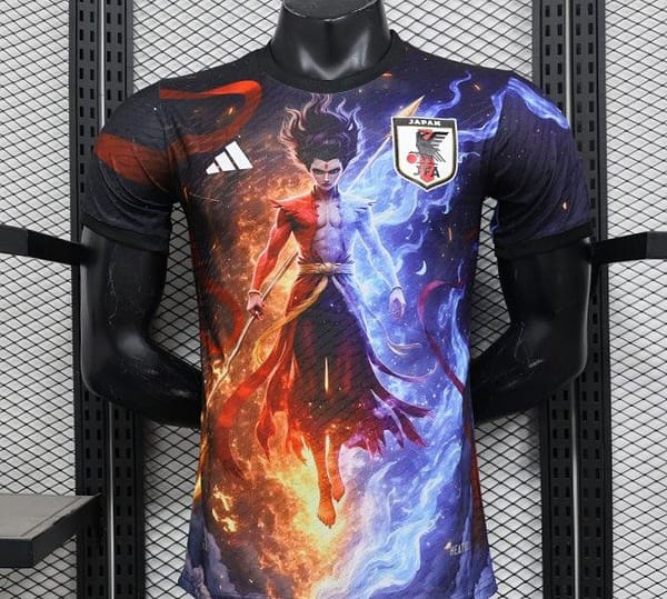 Player Version 2025 Japan NA ZHA Black with Fire & Ice Warrior Jersey