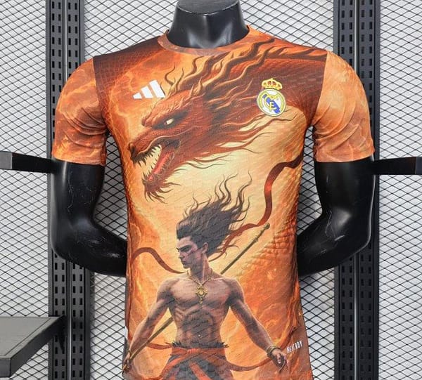 Player Version 25/26 Real Madrid NA ZHA Orange with Dragon Warrior Jersey