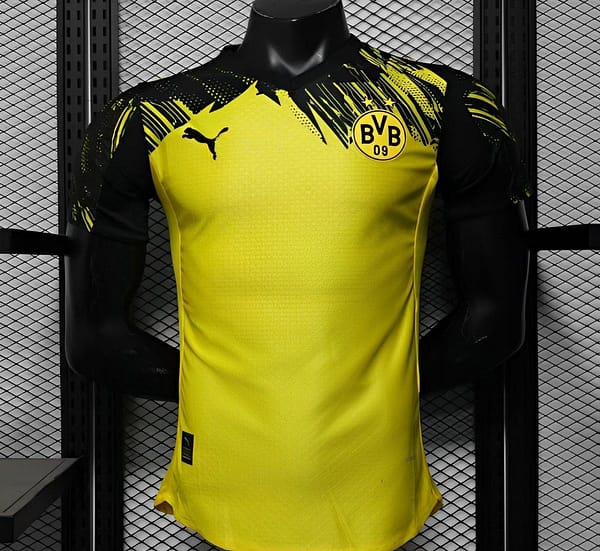 Player Version 25/26 Borussia Dortmund Home Yellow with Black Brush Stroke Jersey
