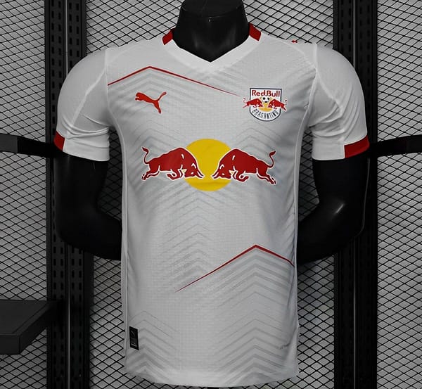 Player Version 25/26 RB Leipzig White with Chevron Pattern and Red Bull Logo Jersey