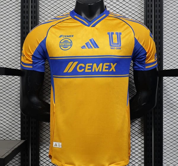 Player Version 25/26 Tigres UANL Home Yellow with Blue Stripes Jersey