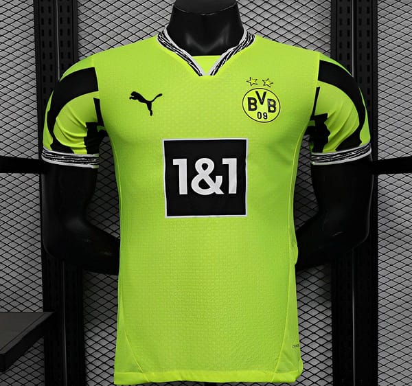 Player Version Borussia Dortmund 25/26 Neon Green Home Jersey with 1&1 Sponsor