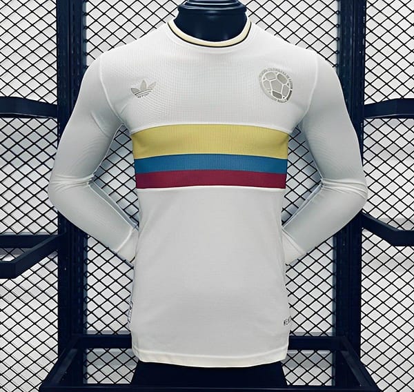 Player Version 2024 Colombia White 100Th Anniversary Long Sleeve Jersey