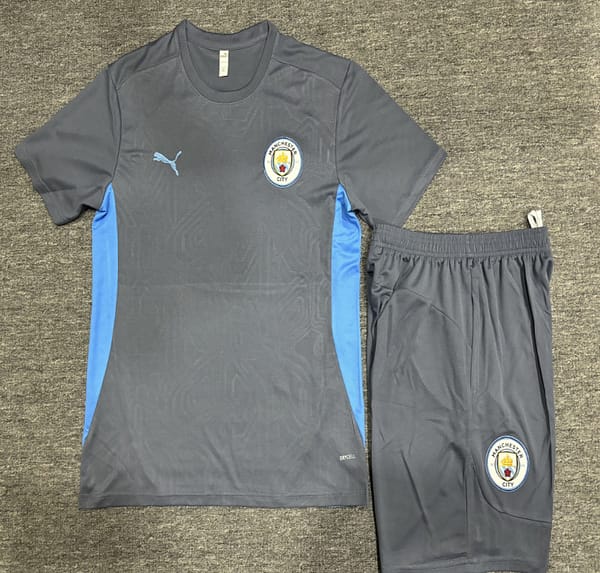 24/25 Kids Manchester City Blue White Short Sleeve Jersey+Shorts - Image 2
