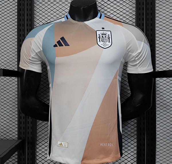 Player Version 2025 Spain Pre-Match White with Geometric Pattern Jersey