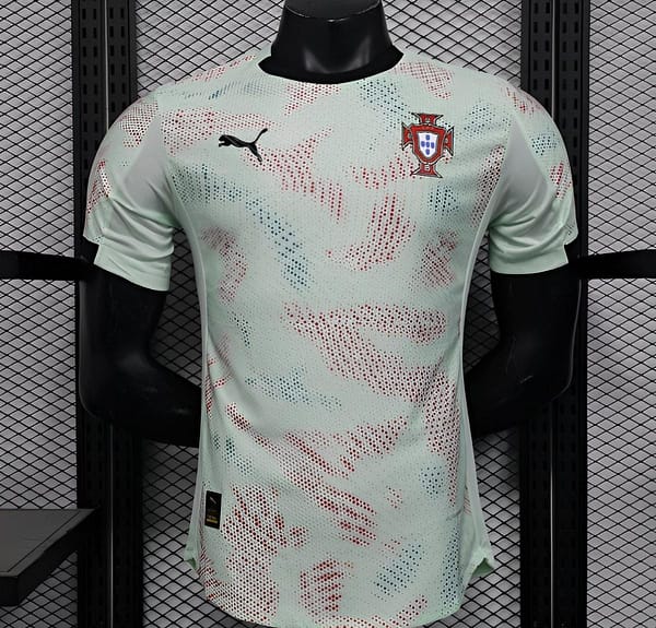 Player Version 2025 Portugal Away Mint Green Jersey with Graphic Pattern