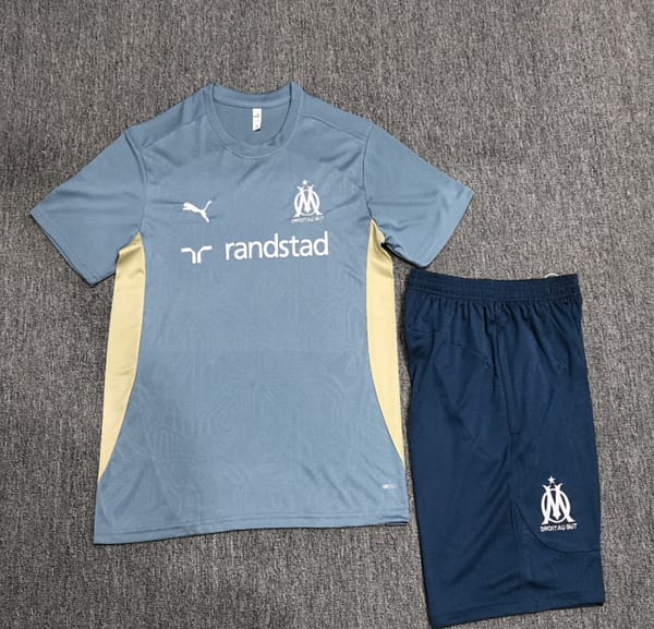 24/25 Kids Olympique Marseille Blue Short Sleeve Jersey+Shorts - Image 2