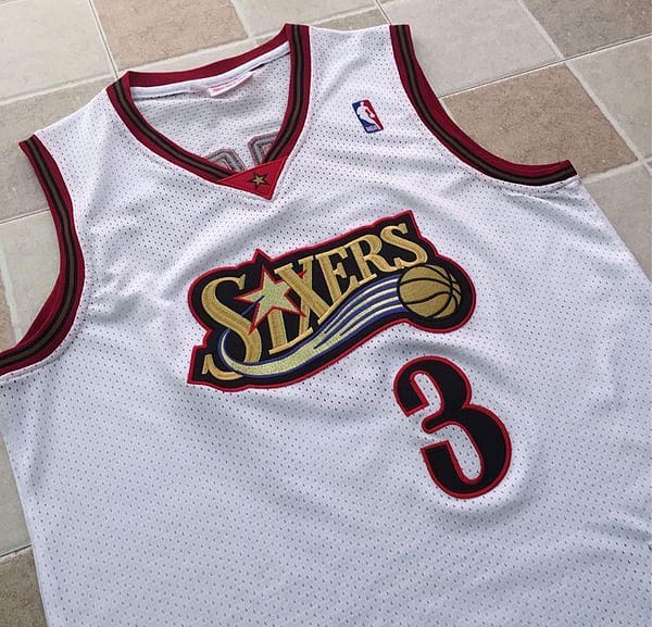 Men's Allen Iverson White Retro Classic Team Jersey - Image 5