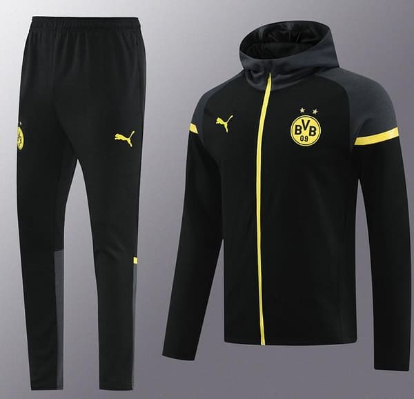 24/25 Borussia Dortmund Black Hoddie Full Zipper Jacket +Long Pants - Image 6