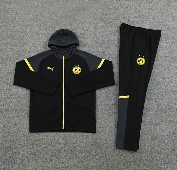24/25 Borussia Dortmund Black Hoddie Full Zipper Jacket +Long Pants - Image 16