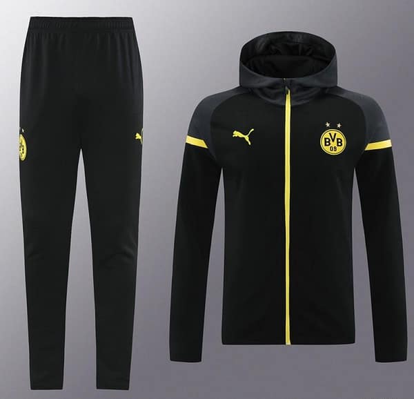 24/25 Borussia Dortmund Black Hoddie Full Zipper Jacket +Long Pants - Image 17