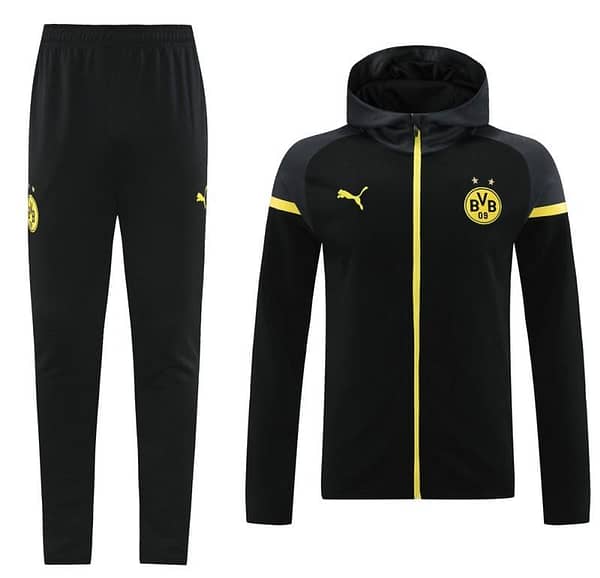 24/25 Borussia Dortmund Black Hoddie Full Zipper Jacket +Long Pants - Image 18